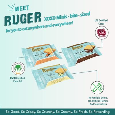 Ruger Wafers XOXO Made with a Kiss of Sea Salt , Mini Wafers Display, 96 Count