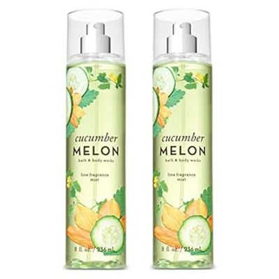Bath and Body Works Cucumber Melon Fine Fragrance Mists Pack Of 2 8 oz. Bottles Cucumber Melon