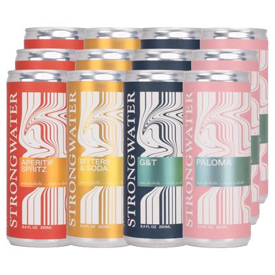 Strongwater Mocktail Variety Pack - 12 Pack Cans 8.4 Fl Oz Each - Premium Non Alcoholic Drinks - Ready to Drink Alcohol Free Drinks Including Aperitif Spritz, Paloma, G&amp;T, Bitters &amp; Soda