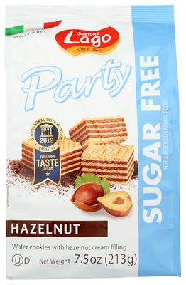 Gastone Lago Party Wafers Cookies 7.5 oz, 213g Hazelnut Sugar Free, 2-Pack