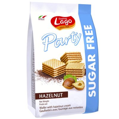 Gastone Lago Party Wafers Cookies 7.5 oz, 213g Hazelnut Sugar Free, 2-Pack