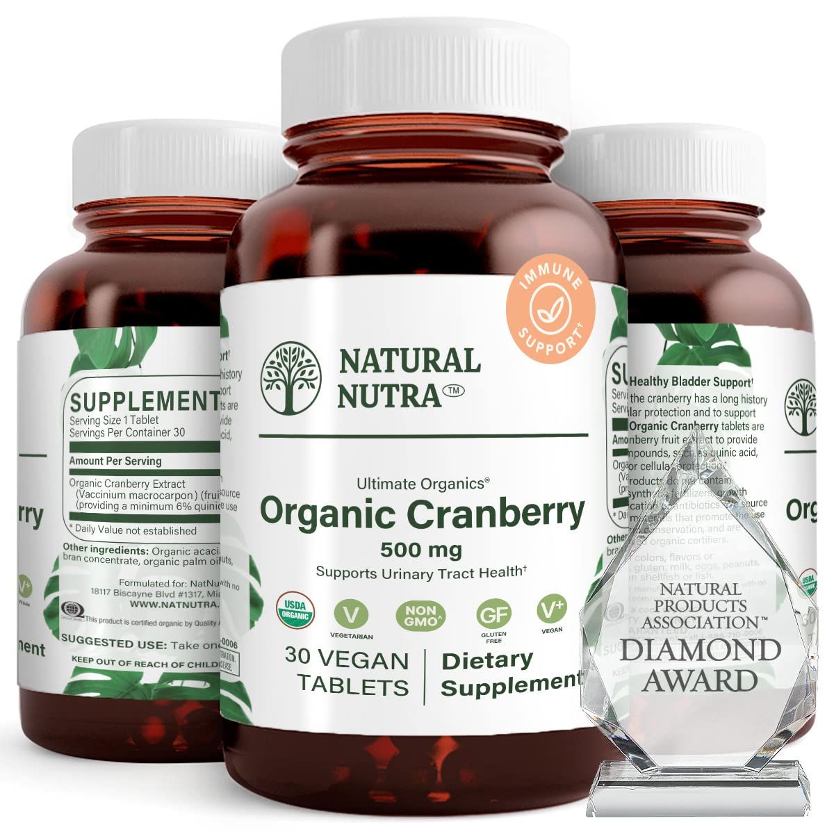 Natural Nutra Organic Cranberry Extract Supplement, Help Prevent Urinary Ailment, Promotes Bone Health, Help Maintain Heart Health, Improve Digestion, Promote Skin Health, 30 Tablets, One Month Supply