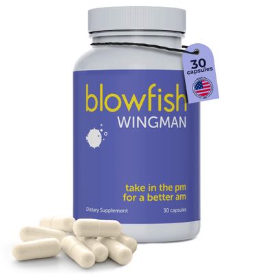 Blowfish Wingman Feel Better After Drinking with DHM, L-Cysteine, &amp; Electrolytes Pre-Alcohol Liver Support &amp; Hydration