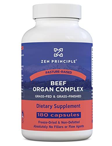 Zen Principle Grass Fed Beef Organs - Desiccated Liver, Heart, Kidney, Pancreas, Spleen, Intestine, TripeStomach. Beef Organ Supplements
