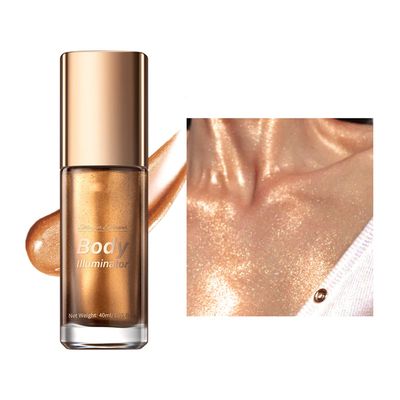 MAEPEOR Body Luminizer 5 Colors Smooth Subtle Shimmer Illuminator Moisturizing Long Lasting Summer Glow for Face and Body 40ML, 03 Bronze Gold