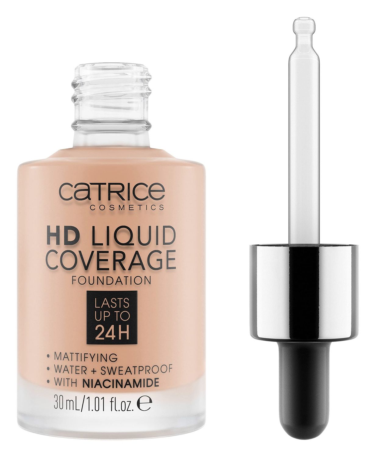 Catrice HD Liquid Coverage Foundation 24H Wear, Matte Finish, High Coverage, Waterproof Formula with Niacinamide Vegan &amp; Cruelty Free 020 Rose Beige