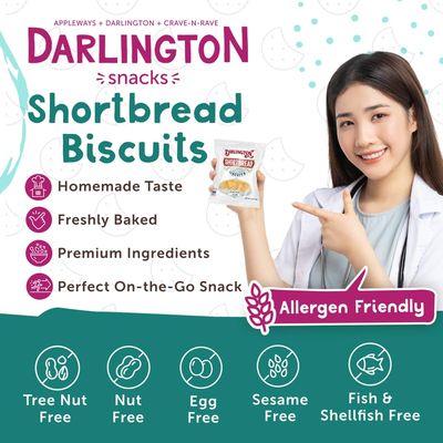 Darlington Snacks Individually Wrapped Shortbread Cookies Biscuit Bites, 1.0 Oz Butter Short Bread Cookies, Made in USA, 108 Count 6.75 lbs Total