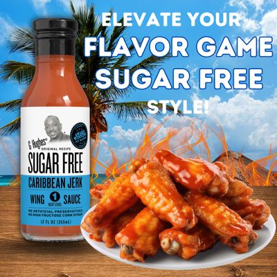 G Hughes Sugar Free, Caribbean Jerk Wing Sauce - Caribean Jerk Sauce, Jerk Marinade, Gluten Free Wing Sauce, Sugar Free BBQ Sauce, Barbecue Sauces, Gluten Free - 12 Oz. 3 pack