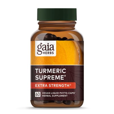 Gaia Herbs Turmeric Supreme Extra Strength - Supports Occasional Swelling from Normal Wear &amp; Tear - with Turmeric Curcumin &amp; Black Pepper - 60 Vegan Liquid Phyto-Capsules Up to 60-Day Supply