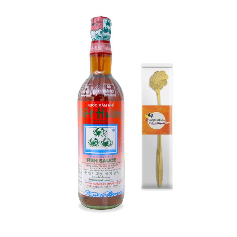 Three Crabs Brand Vi?t H??ng N??c M?m 3 Crabs Fish Sauce 3 Crabs Brand Fish Sauce Great for Seasoning, Stir Fry, 24 Fl Ounces 1 Bottle with Free Steel Spoon