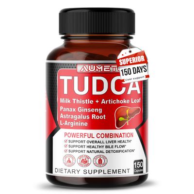 AUMETO TUDCA Supplement Tauroursodeoxycholic Acid with Milk Thistle, Artichoke, Panax Ginseng, Astragalus - Bile Flow &amp; Digestion Support 150 Count Pack of 1