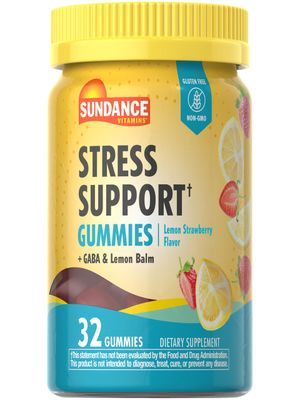 Sundance Stress Support Gummies 32 Count with GABA and Lemon Balm Lemon Strawberry Flavor Non-GMO and Gluten Free Supplement