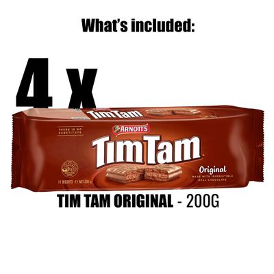 Tim Tam Original Australian Chocolate Cookies by Arnott's - 4 Pack Gift Box - Gift Ideas Chocolate Snack &amp; Candy - Shipped from Australia
