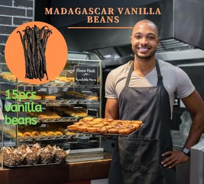 15 Organic Madagascar Vanilla Beans-Whole Pods Grade A 5''-7'' Premium Vanilla Beans For Extract And Homemade Baking Pack of 1
