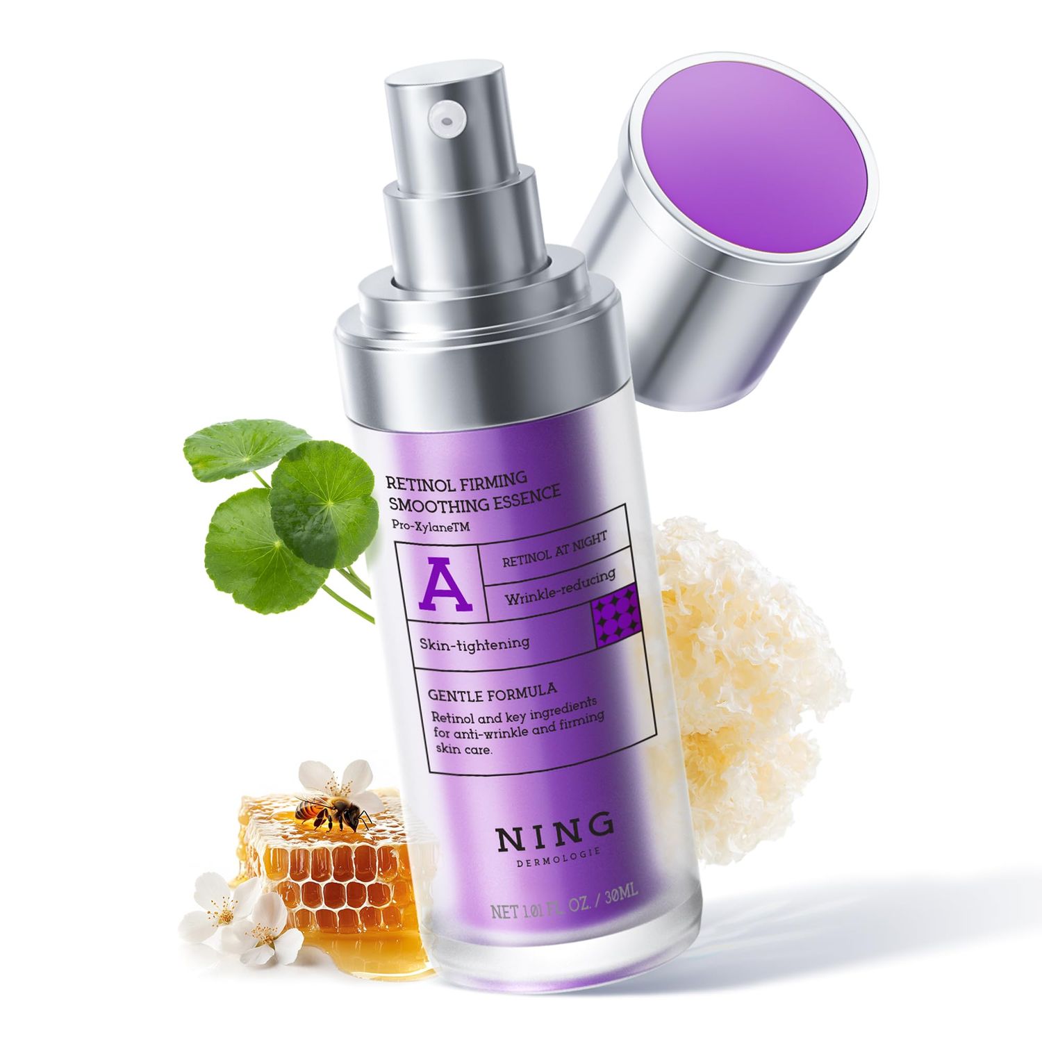 NING DERMOLOGIE Retinol Serum for Face with 300PPM Retinol, Peptides - Firming, Anti Aging &amp; Wrinkle Peptides Serum for Face - Korean Skincare for Smoothing &amp; Hydrating, Ideal for Beginners1.01 fl.oz