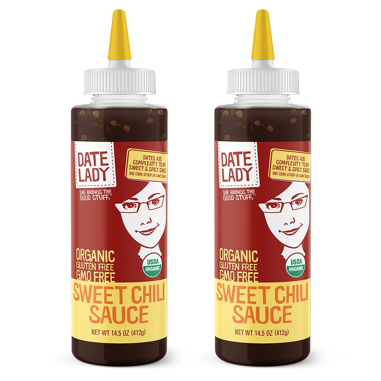 Date Lady Organic Sweet Chili Sauce No Corn Syrup or Cane Sugar No Added Flavors or MSG 2-Pack Use in Stir Fry Vegetables, Dip Spring Rolls, or Add Flavor to Your Chicken.