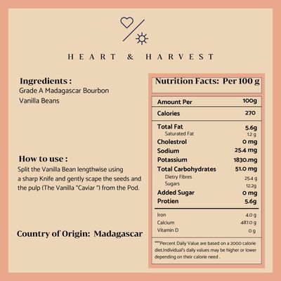 Heart & Harvest Madagascar Vanilla Pods Grade A, 5-6 Length, Set of 10 Whole Vanilla Beans Perfect for Creating Pure Vanilla Powder & Extract Pack of 10