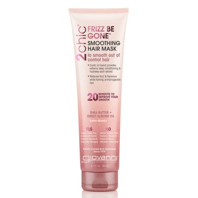GIOVANNI Frizz Be Gone Smoothing Hair Mask - Natural Hair Smoothing Formula with Shea Butter &amp; Sweet Almond Oil, Macadamia, Color Safe, Vegan, 2chic - 5.1 oz