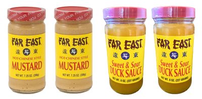 Hot Chinese Mustard and Chinese Duck Sauce Sets 2 Mustard &amp; 2 Duck Sauce