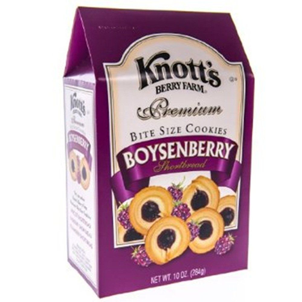 Knott&#39;s Berry Farm Premium Bite Size Cookies, Boysenberry Shortbread, 10 Oz Box Pack of 3