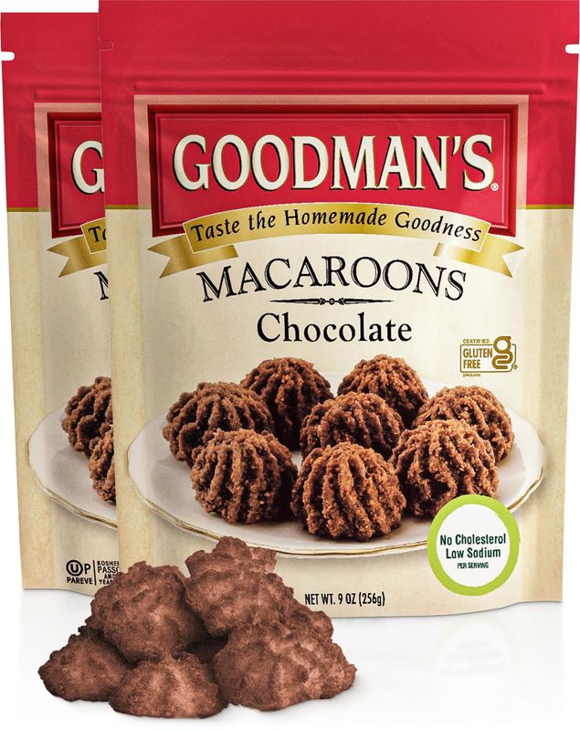 Goodmans Chocolate Chip Coconut Macaroons, 9oz 2 Pack Gluten Free Cookies Soft &amp; Chewy Kosher for Passover