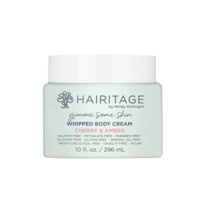 Hairitage Gimme Some Skin Cherry &amp; Amber Scented Whipped Body Cream - Shea Butter, Niacinamide &amp; Coconut Oil for All Skin Types - Vetiver &amp; Guaiac Wood Essential Oils, 10 fl. oz
