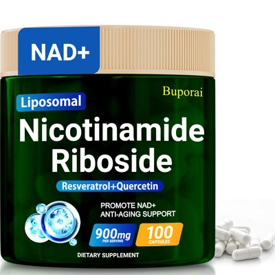 Buporai NAD Supplement, Nicotinamide Riboside 900mg with Resveratrol &amp; Quercetin, NMN Supplement Alternative for Anti-Aging, Energy-100 Capsules
