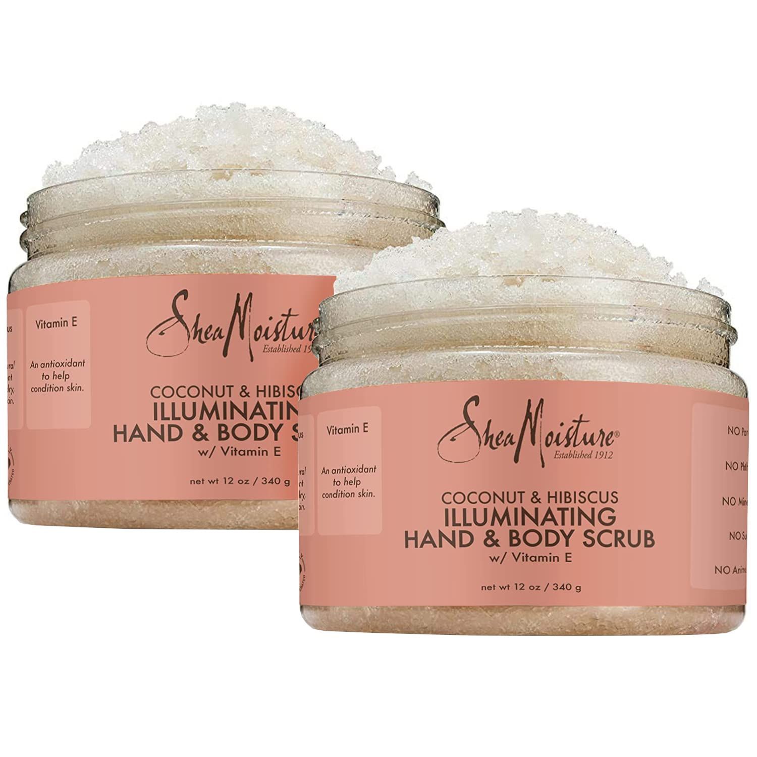 Shea Moisture Coconut &amp; Hibiscus Hand &amp; Body Scrub, 12 Oz, Pack of 2