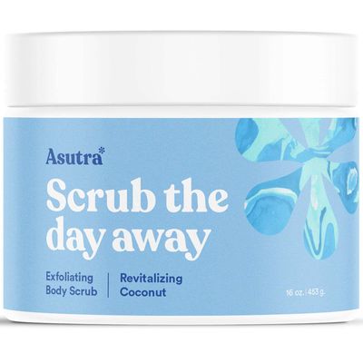 ASUTRA Dead Sea Salt Essential Oil Body Scrub Exfoliator Revitalizing Coconut, 16 oz - Ultra Hydrating, Gentle, &amp; Moisturizing - Coconut and Evening Primrose Oils