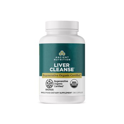 Ancient Nutrition Regenerative Organic Certified Liver Cleanse Supplement, Ancient Herbals Liver Cleanse with Milk Thistle, Burdock Root &amp; Reishi for Optimal Liver Support, Gluten Free, 90 Count
