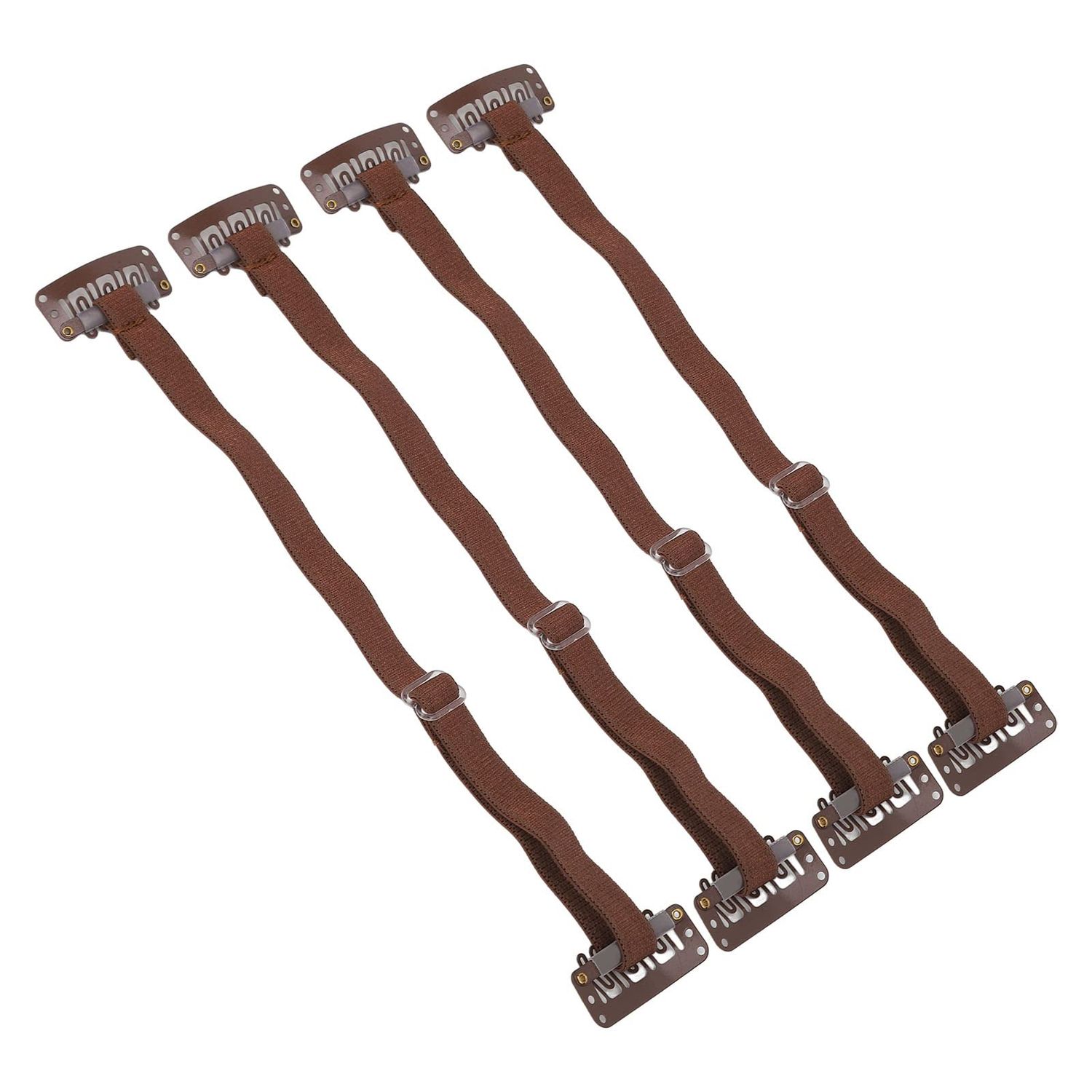 Face Band, 4Pcs Facelift Bands with Clips, Adjustable Elastic Face Stretching Lifting Strap, Face Slimming Bands Eyebrows and Eyes Clip for Face Shaping Brown