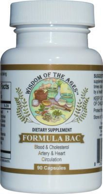 Wisdom of the Ages FORMULA BAC Total Cardiovascular Support for Blood-Arteries-Circulation. 90 capsules