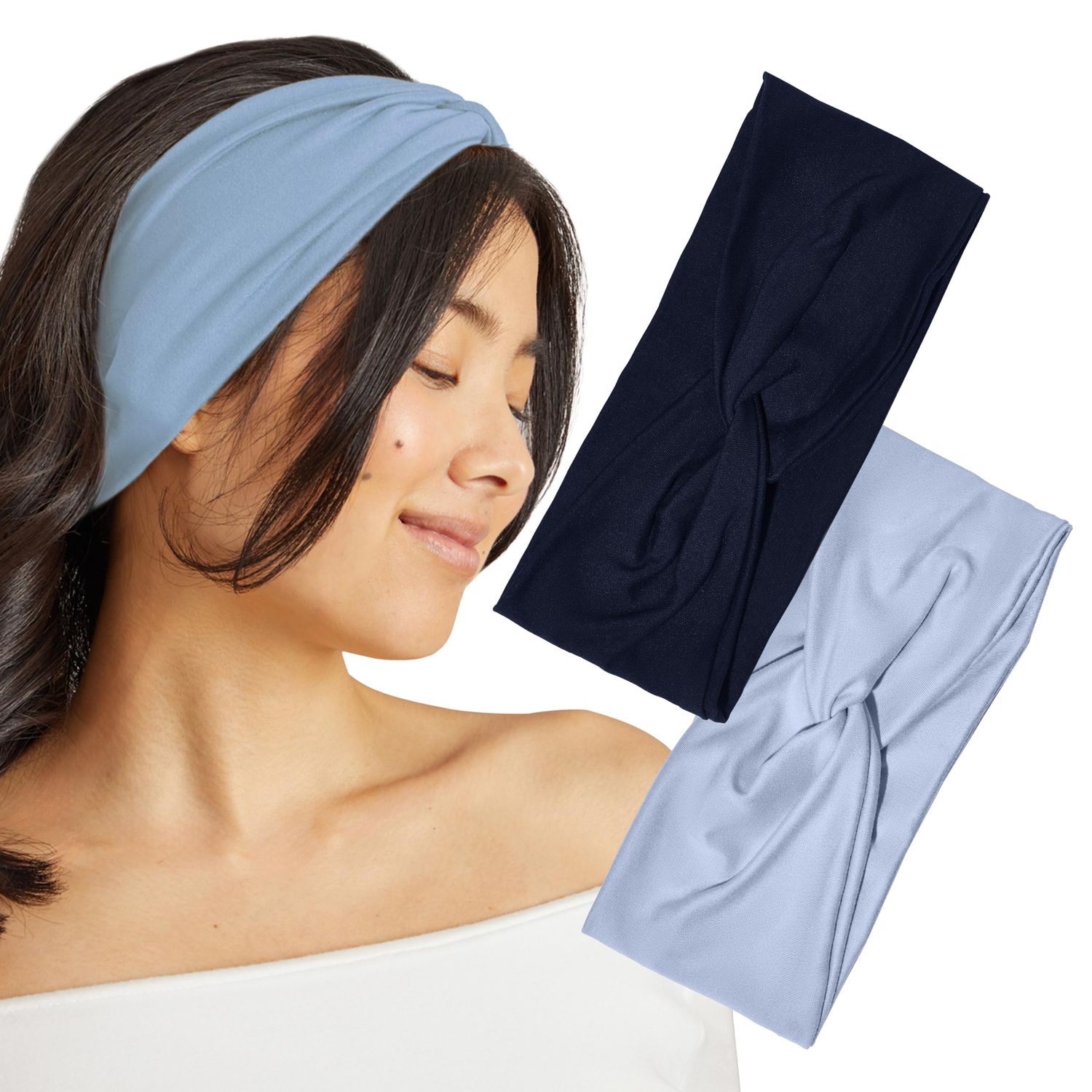 Kitsch Wide Headbands for Women - Fashion Sports Headband for Workout, Yoga, Gym, Running, Exercise Stretchy Head Bands for Womens Hair Hair Accessories for Women - Garden Bouquet, 2pcs