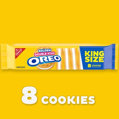 OREO Double Stuf Golden Sandwich Cookies, King Size, 12 Snack Packs 8 Cookies Per Pack