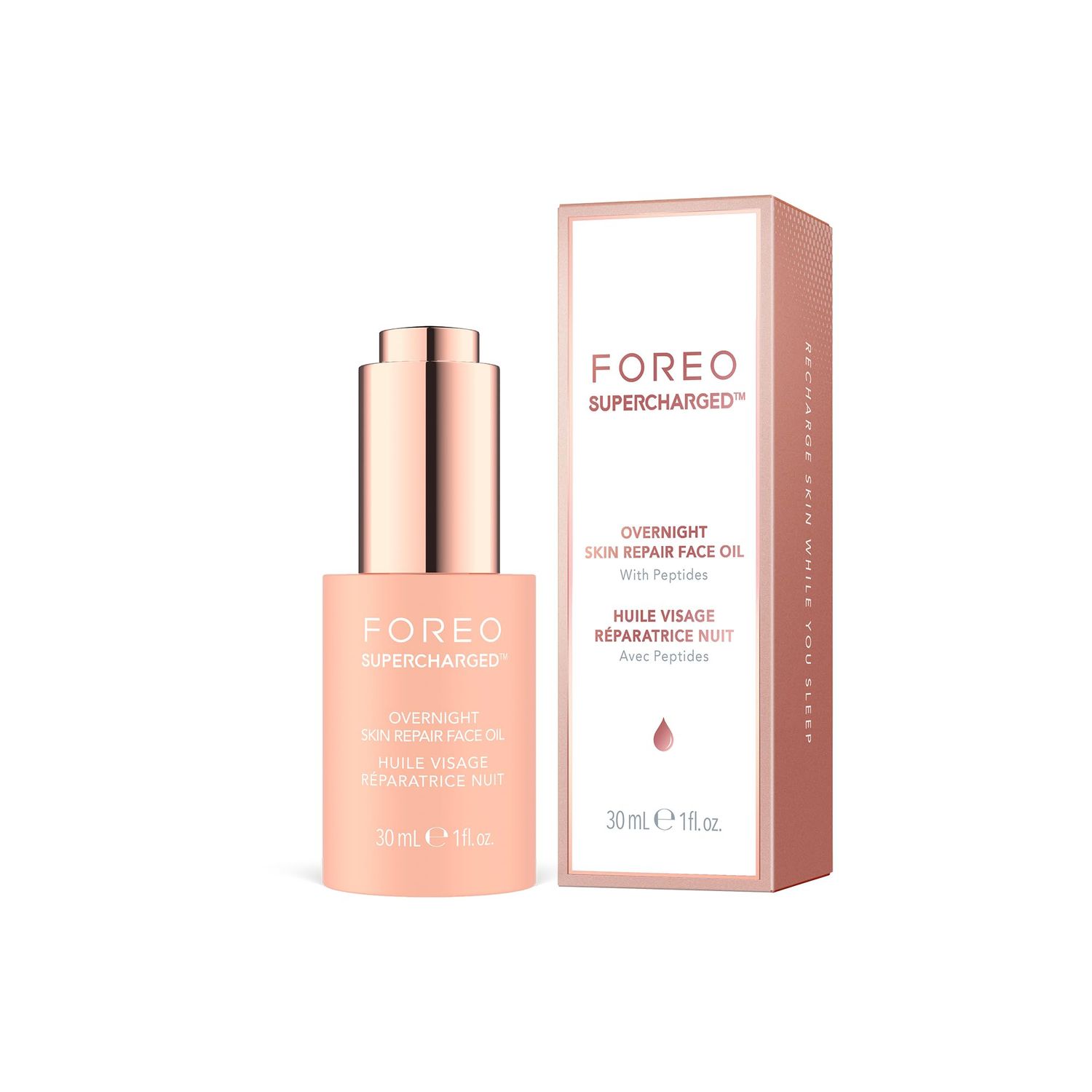 FOREO SUPERCHARGED Overnight Skin Repair Face Oil - Organic Vitamin E Oil with Avocado &amp; Camellia Oil - Nourishing Facial Oil for Radiant, Smooth Skin - Vegan &amp; Cruelty-Free - 1 fl. Oz
