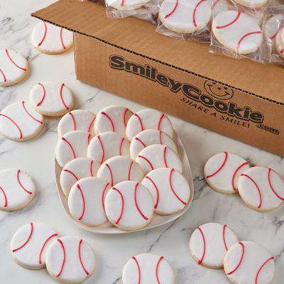 50-Pack Nut-Free Baseball Mini Smiley Sugar Cookies