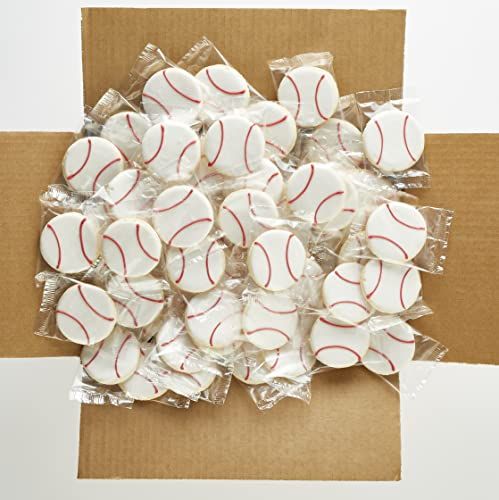 50-Pack Nut-Free Baseball Mini Smiley Sugar Cookies