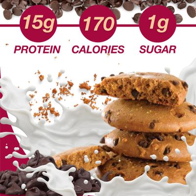 ProtiDIET Protein Chocolate Chip Cookies - 45g Cookie with 15g Protein - No Trans Fat, High Protein Healthy Chocolate Snacks, Satisfying Post-Workout Treat - 7 Protein Cookies Per Box