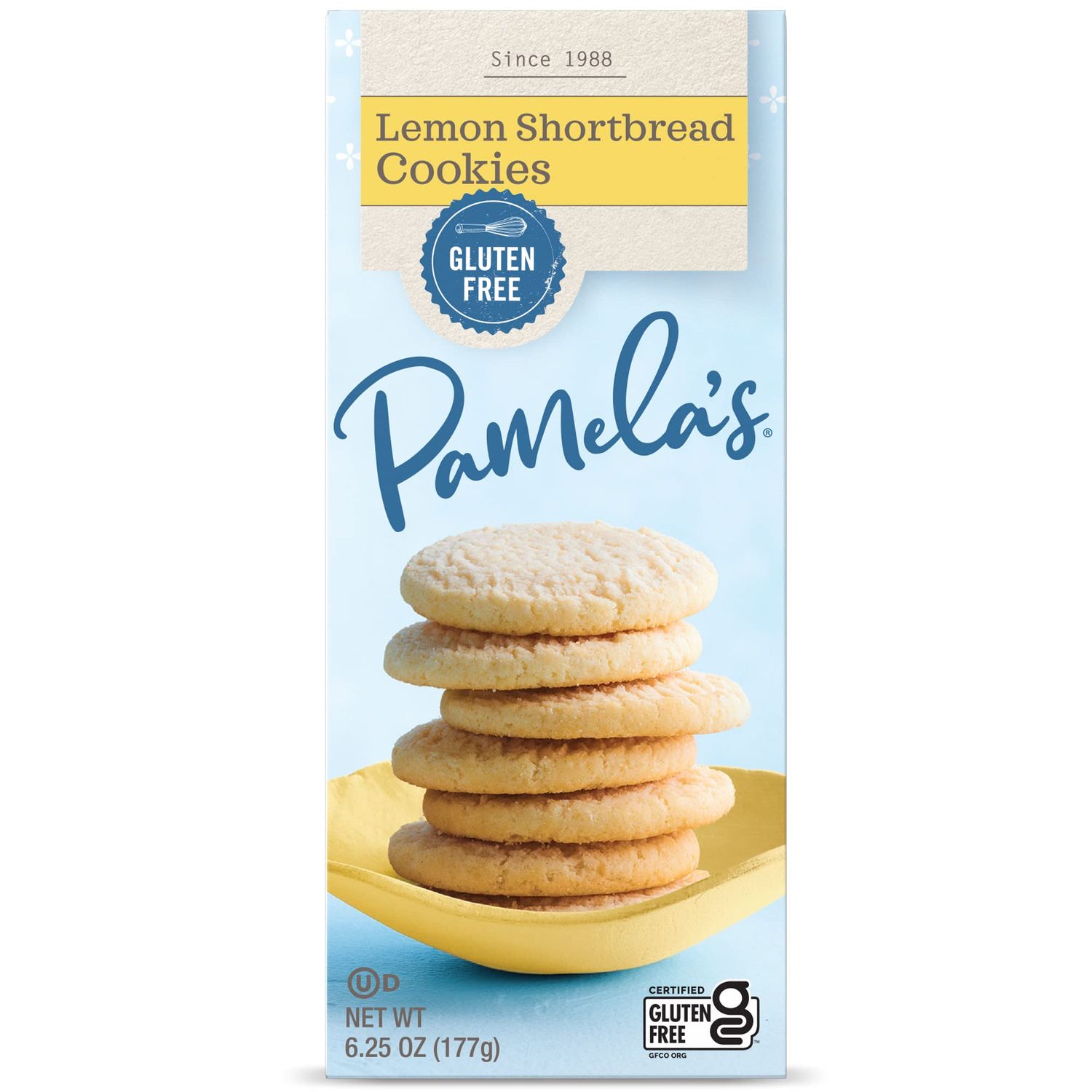 Pamela&#39;s Products Lemon Shortbread Gluten Free Cookies,6.25 Ounce Pack of 6