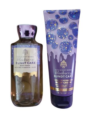 Bath &amp; Body Works Blueberry Bundt Cake Ultimate Hydration Body Cream and Body Gel Wash 2 Piece Set