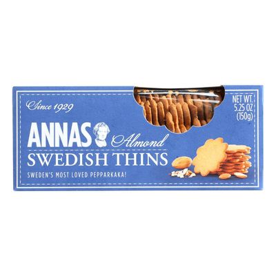 Anna&#39;s Almond Thins Swedish Cookies 5.25 Oz Pack of 12