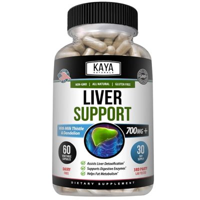 Kaya Naturals Liver Cleanse Detox &amp; Repair - Milk Thistle Supplement - Liver Detox for Women and Men - Artichoke Extract and Dandelion Root Capsules - 60 Count
