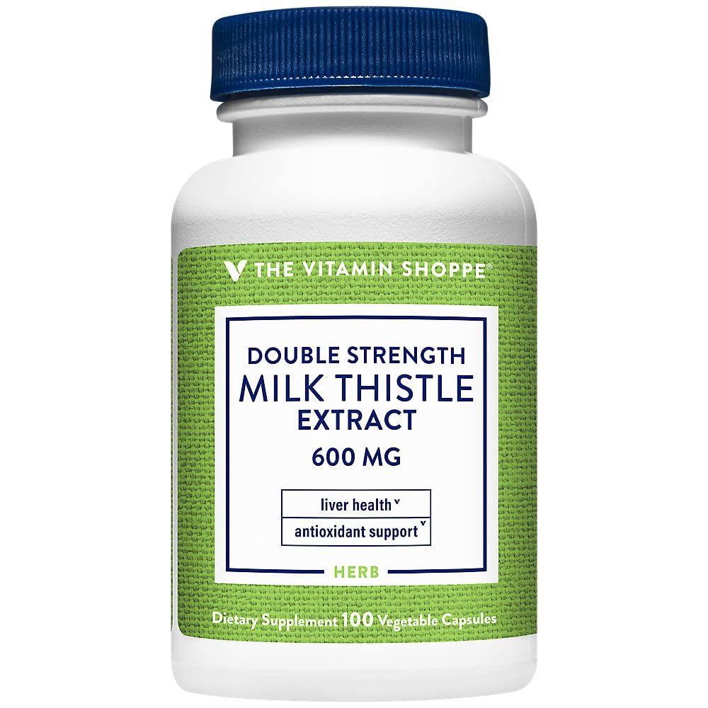 The Vitamin Shoppe Double Strength Milk Thistle Extract a Liver Health a 600 MG Vegetable 100 Capsules