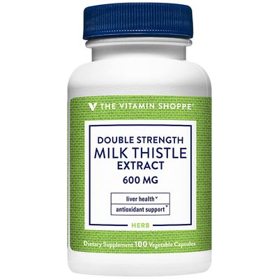The Vitamin Shoppe Double Strength Milk Thistle Extract a Liver Health a 600 MG Vegetable 100 Capsules