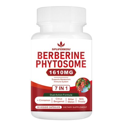 Spliferkou 7-in-1 Berberine Phytosome with Ceylon Cinnamon, Berberine Complex Supports Metabolic, Liver Function and Immune System, Non-GMO, Gluten-Free - 60 Capsules
