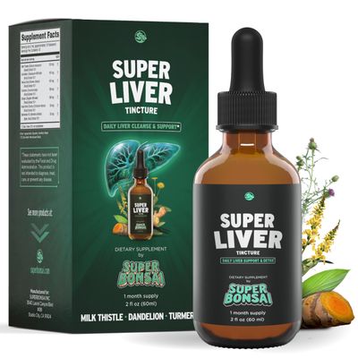 SuperBonsai Super Liver Support with Milk Thistle - All Natural Liver Cleanse Detox &amp; Repair Aid - Doctor-Formulated Liver Supplement - Liquid Herbal Supplements for Liver Health - 1 Month Supply
