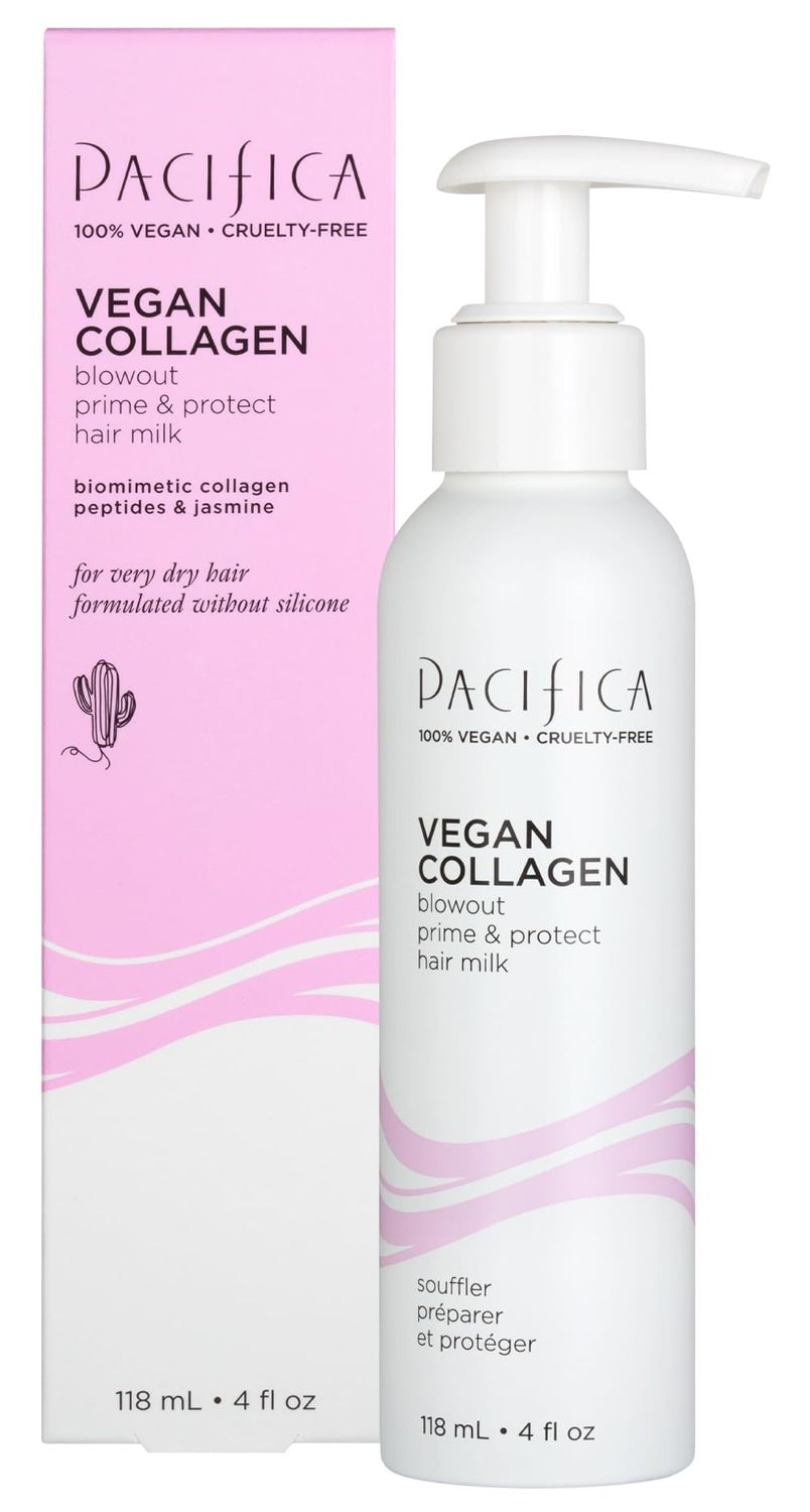 Pacifica Heat Protection Spray for Hair - Vegan Collagen Blowout Prime &amp; Thermal Protection Hair Milk - Blow Dry Spray - for Curly, Wavy &amp; Straight Hair - Vegan &amp; Cruelty-Free Dermatologist Tested
