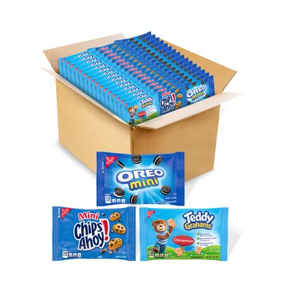 Nabisco Variety Pack OREO Mini Cookies, CHIPS AHOY! Mini Cookies and Teddy Grahams Cinnamon Graham Snacks, Cookie &amp; Graham Snack Variety Pack, 48 Snack Packs