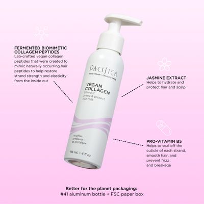 Pacifica Heat Protection Spray for Hair - Vegan Collagen Blowout Prime &amp; Thermal Protection Hair Milk - Blow Dry Spray - for Curly, Wavy &amp; Straight Hair - Vegan &amp; Cruelty-Free Dermatologist Tested