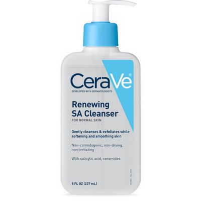 CeraVe Renewing Salicylic Acid Cleanser, Formulated With Hyaluronic Acid, Niacinamide, &amp; Ceramides, Gentle BHA Exfoliating Face Wash Smooths &amp; Softens Skin, Non Comedogenic &amp; Fragrance Free, 8 Ounce